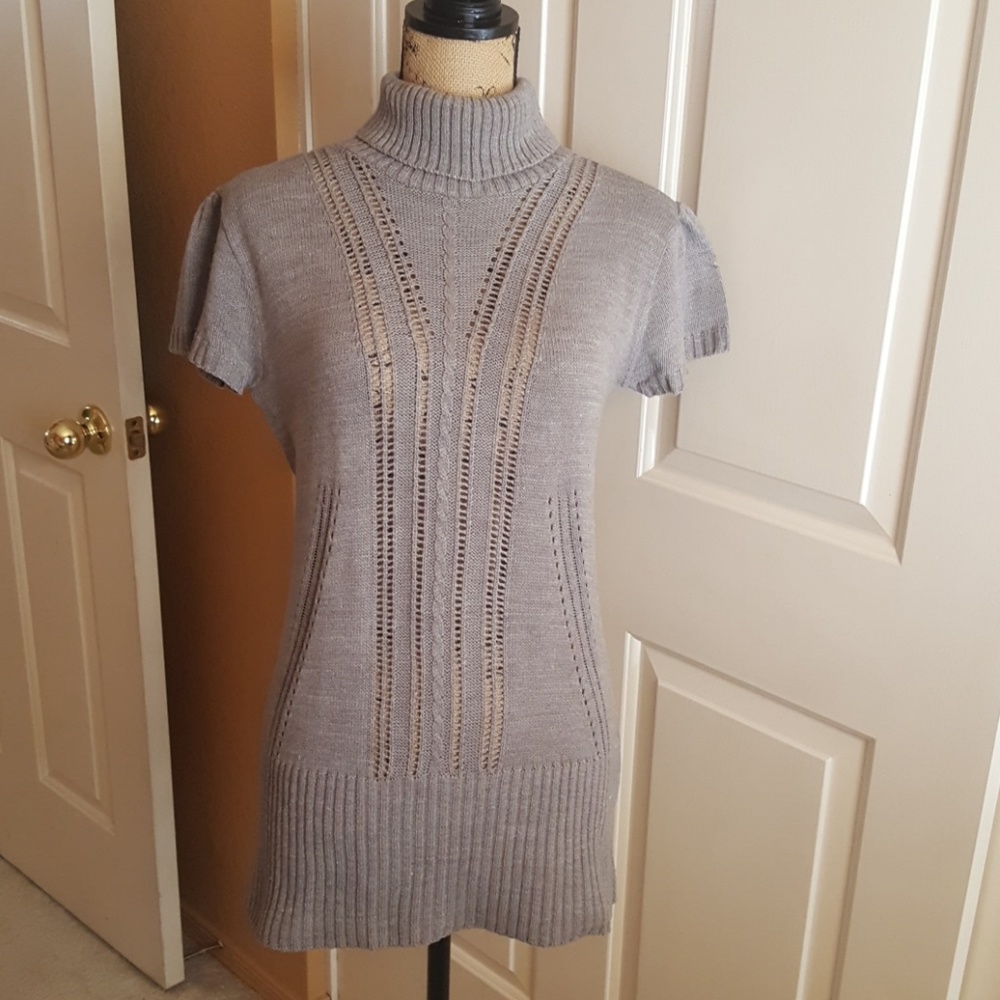 Loca Loca Turtleneck SS Sweater Tunic L Grey